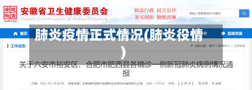 肺炎疫情正式情况(肺炎役情)