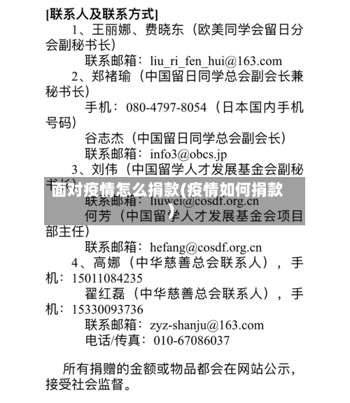 面对疫情怎么捐款(疫情如何捐款)