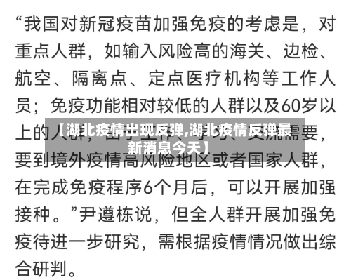 【湖北疫情出现反弹,湖北疫情反弹最新消息今天】