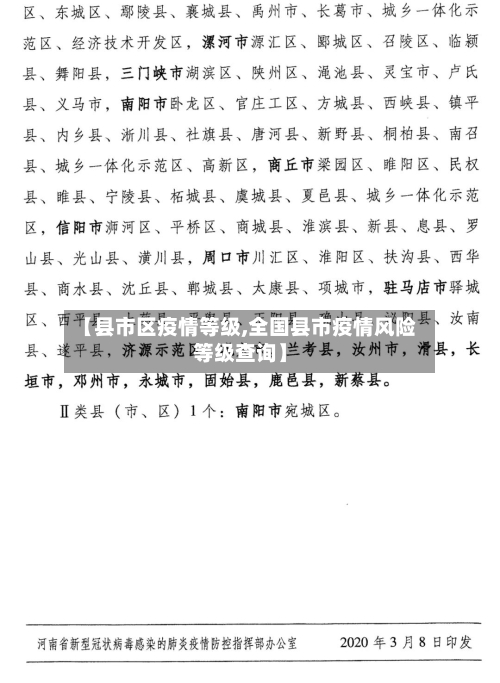 【县市区疫情等级,全国县市疫情风险等级查询】