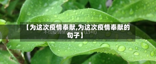 【为这次疫情奉献,为这次疫情奉献的句子】