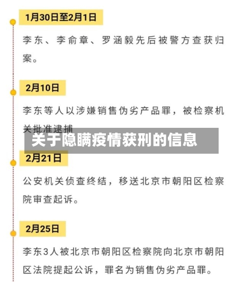 关于隐瞒疫情获刑的信息